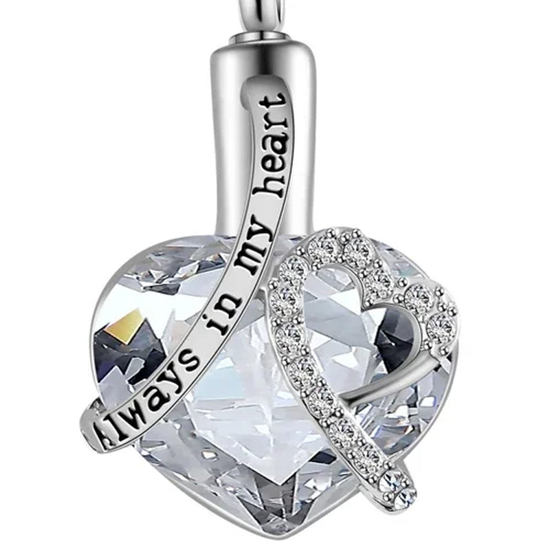 Always in My Heart Locket Cremation Ashes Urn Pendant with Birthstone Necklace Keepsake Jewelry
