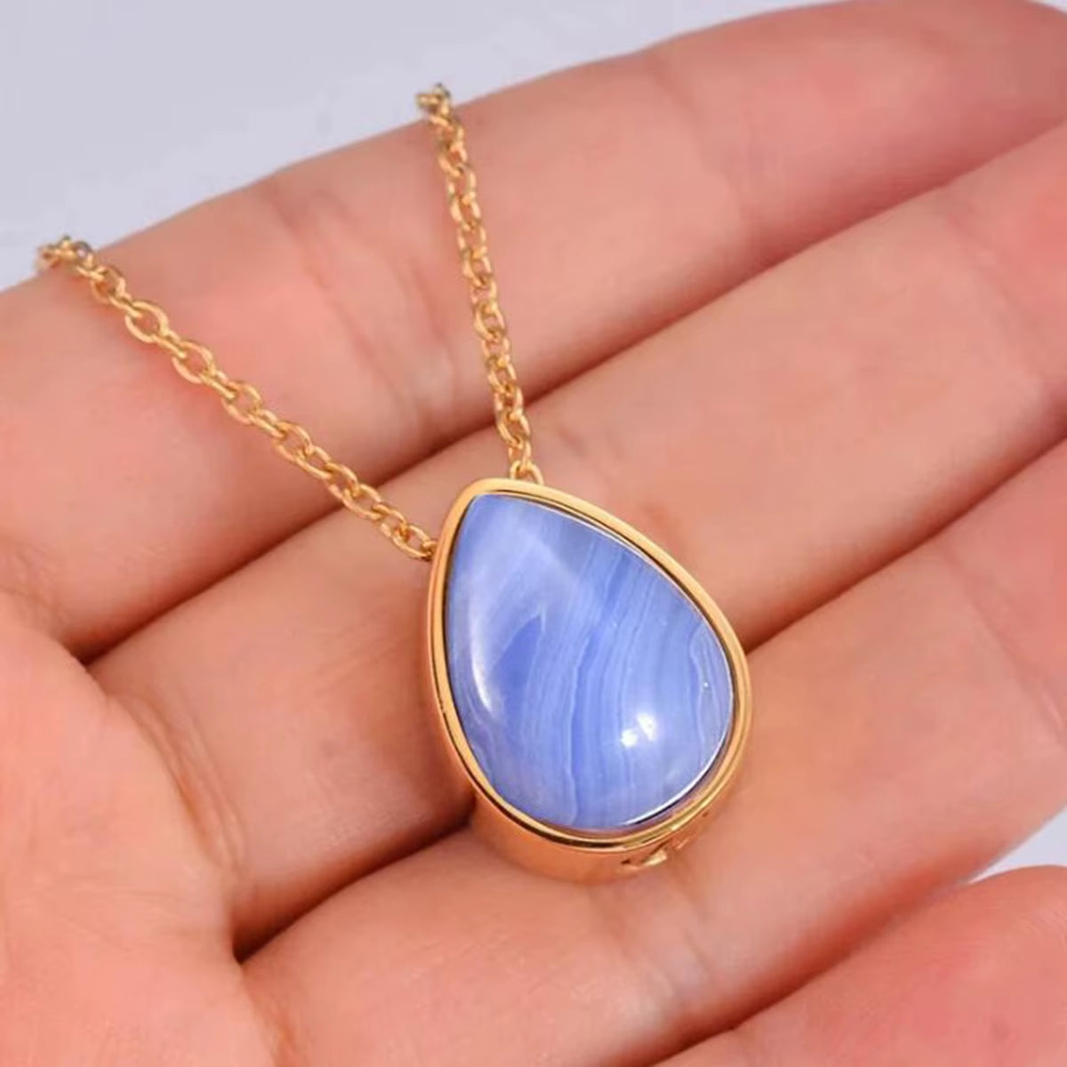 Elegant Teardrop Amethyst & Turquoise Pendant - Stainless Steel Cremation Urn Necklace for Cherished Memories