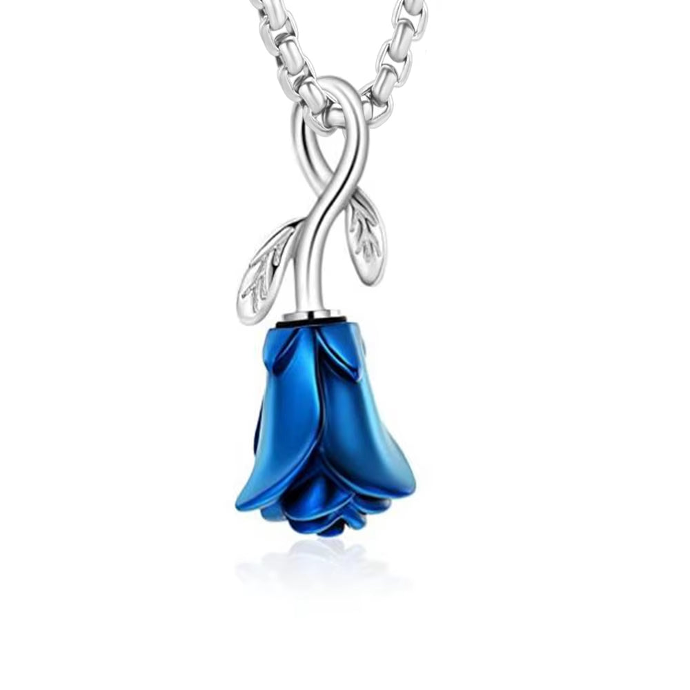 Rose Flower Cremation Jewelry for Ashes of Loved Ones Stainless Steel Keepsake Pendant Memorial Urn Necklace