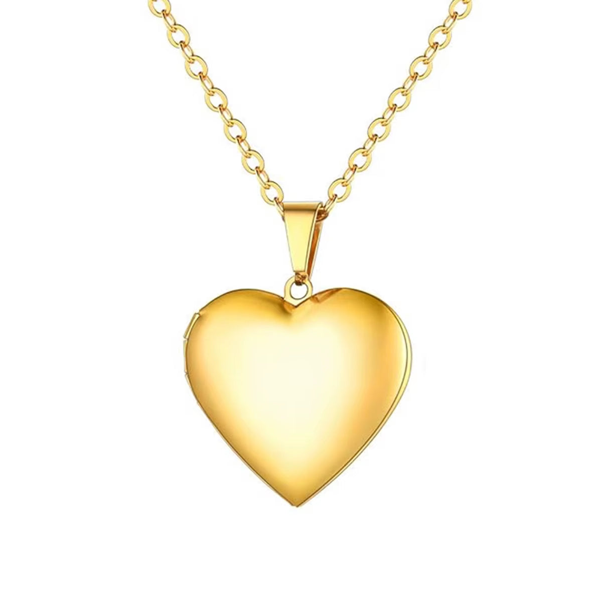 Custom Engraved Stainless Steel Heart Photo Locket Necklace with Personalized Text, Name, and Date