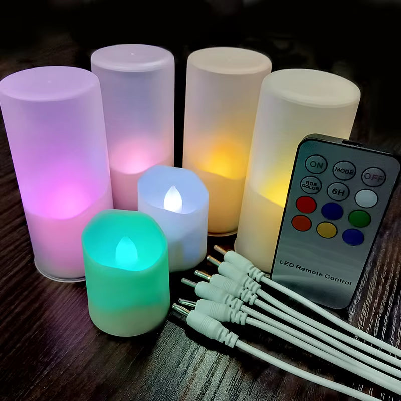 Flickering LED Candles with Remote Control - USB Rechargeable Tealights for Spooky Halloween Home Decoration