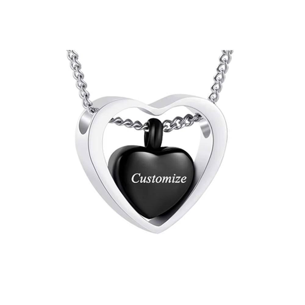 Elegant Stainless Steel Double Heart Cremation Urn Necklace with Funnel Fill Kit - Keepsake Memorial Ashes in 3 Stunning Colors