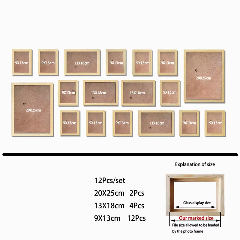 Elegant 18-Piece Black & White Wooden Photo Frame Collection - A Wall of Remembrance