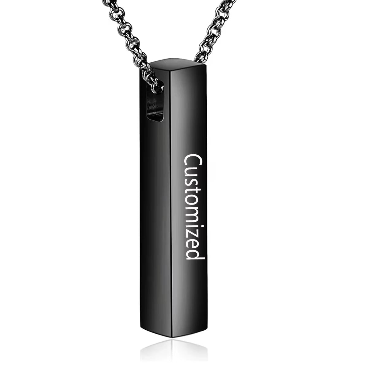 Elegant Stainless Steel Vertical Cubic Bar Urn Pendant Necklace - Memorial Ash Keepsake Jewelry in 3 Stunning Colors