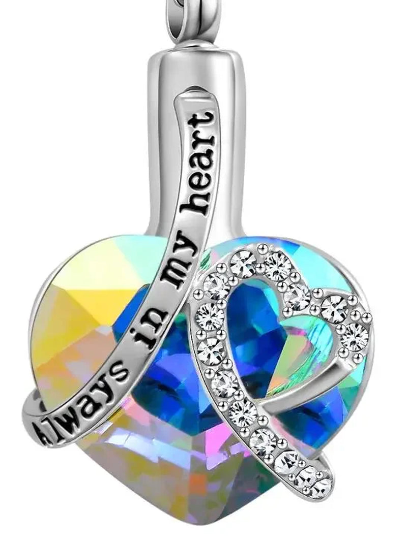 Always in My Heart Locket Cremation Ashes Urn Pendant with Birthstone Necklace Keepsake Jewelry