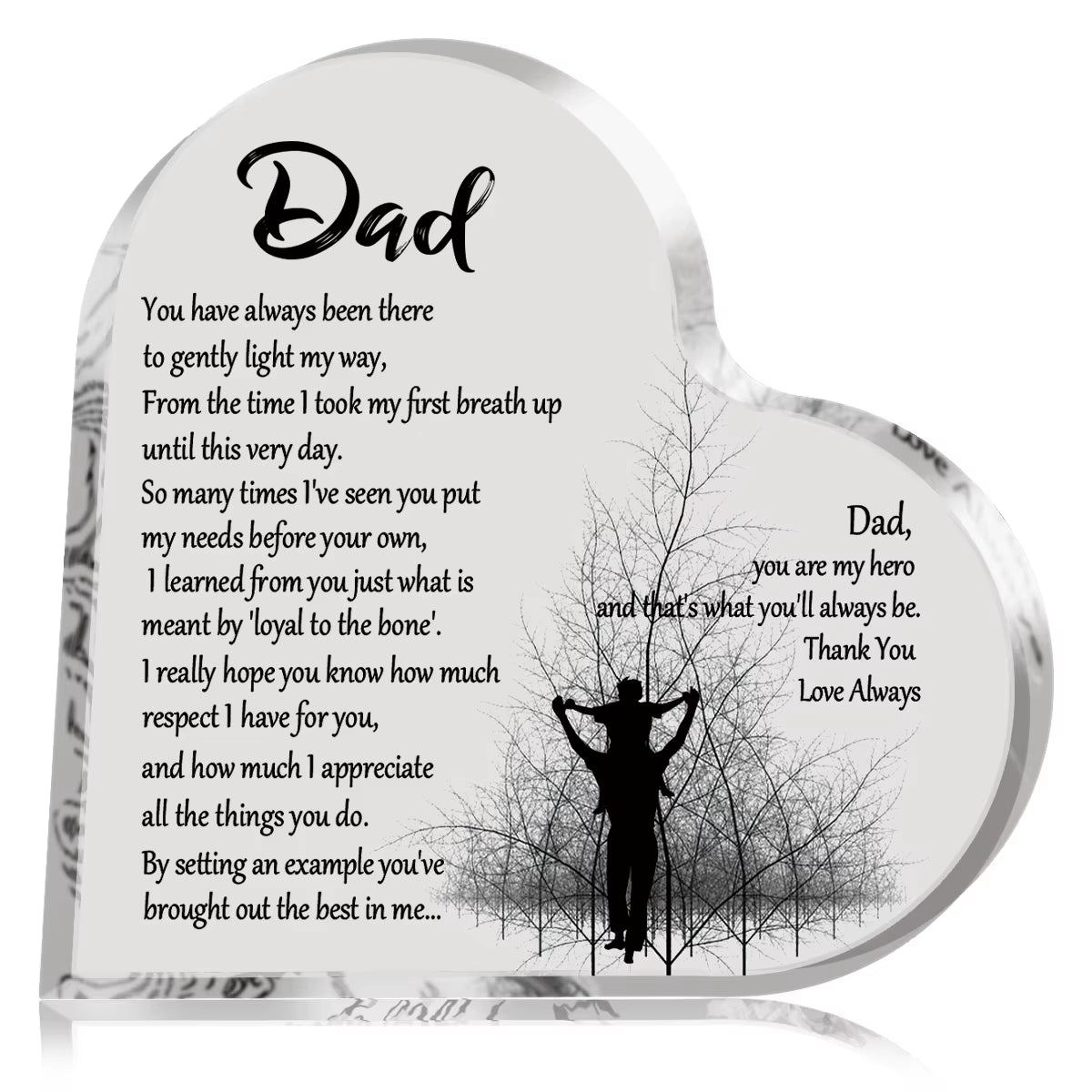 Heart-Shaped Acrylic Plaque - Perfect Keepsake Gift for Dad on Birthdays and Father's Day with Thankful Quote