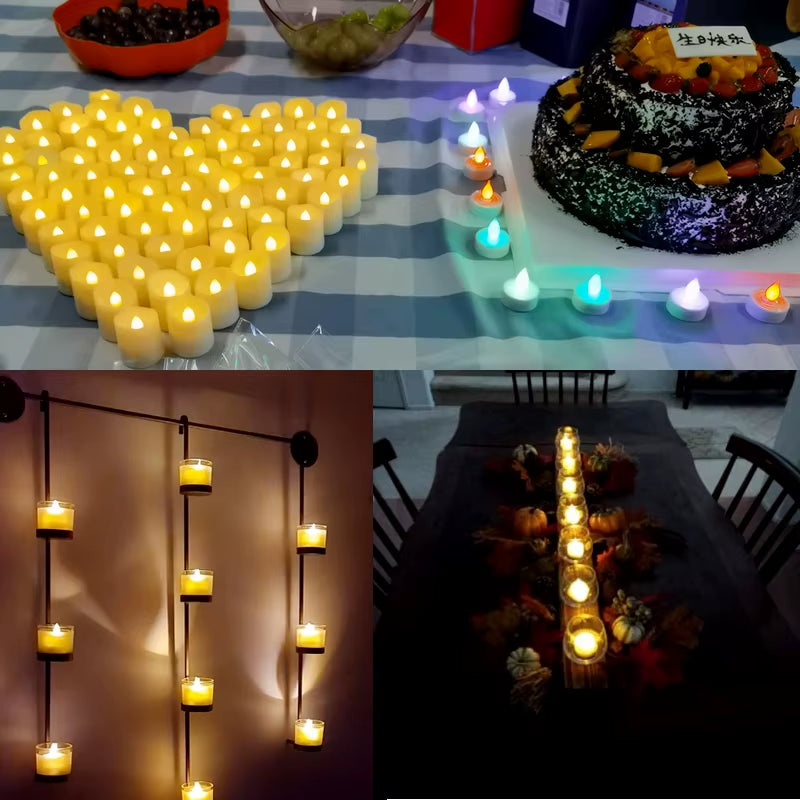 Flickering LED Candles with Remote Control - USB Rechargeable Tealights for Spooky Halloween Home Decoration