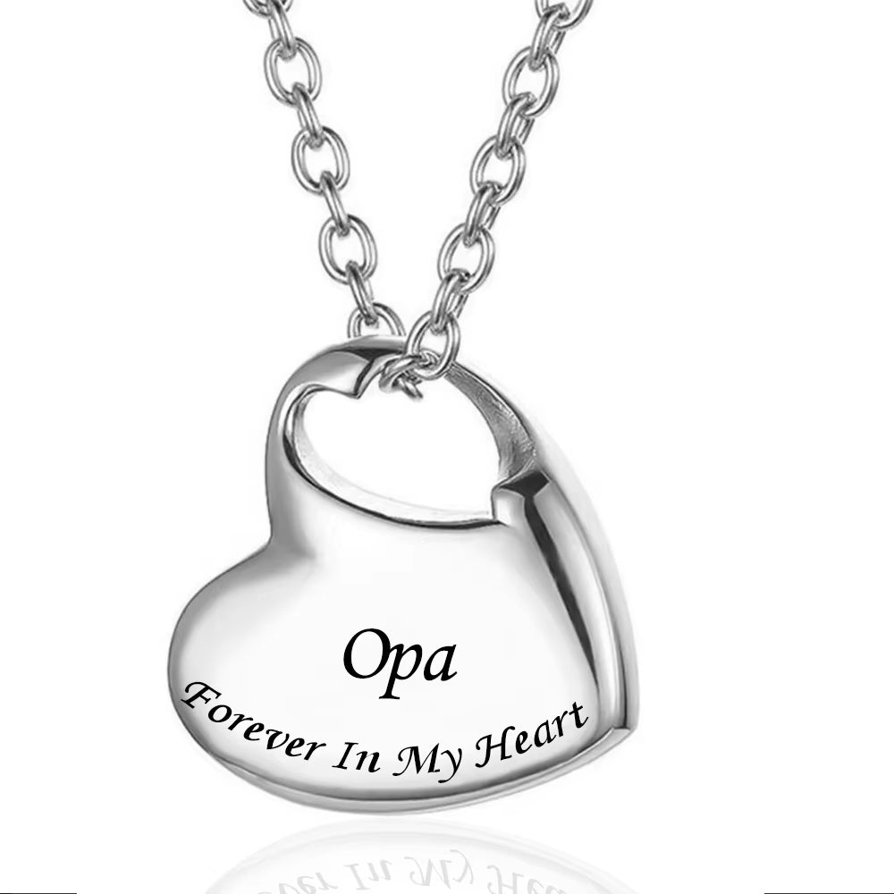 Stainless Steel Funeral Cremation Heart Forever in My Heart Pendant Keepsake Urn Necklace for Ashes Memorial Jewelry Mementos