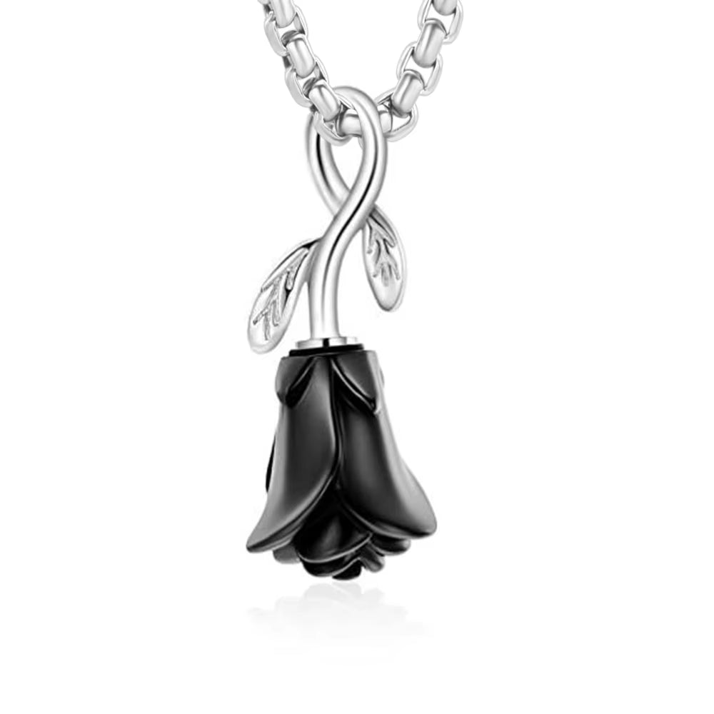 Rose Flower Cremation Jewelry for Ashes of Loved Ones Stainless Steel Keepsake Pendant Memorial Urn Necklace