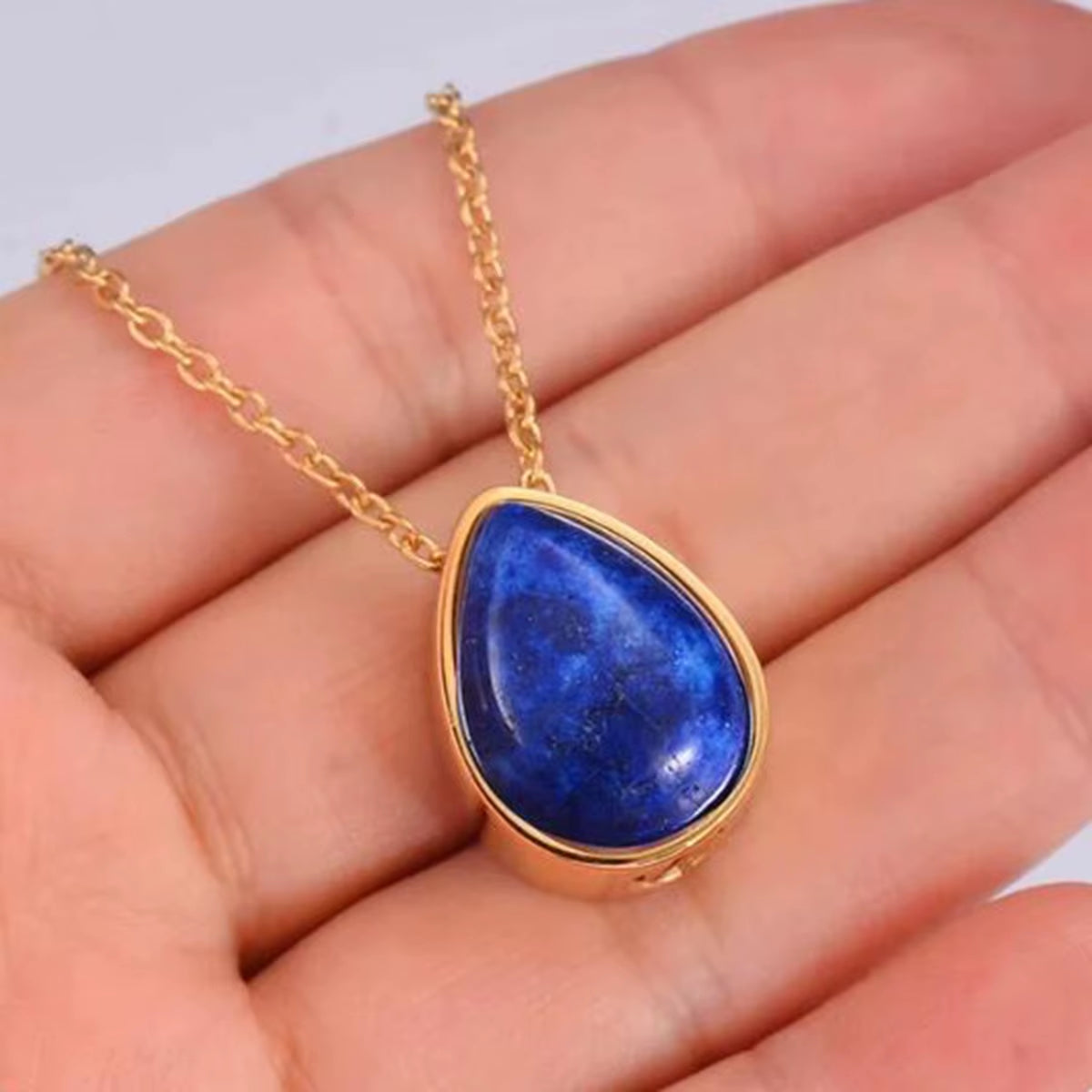 Elegant Teardrop Amethyst & Turquoise Pendant - Stainless Steel Cremation Urn Necklace for Cherished Memories