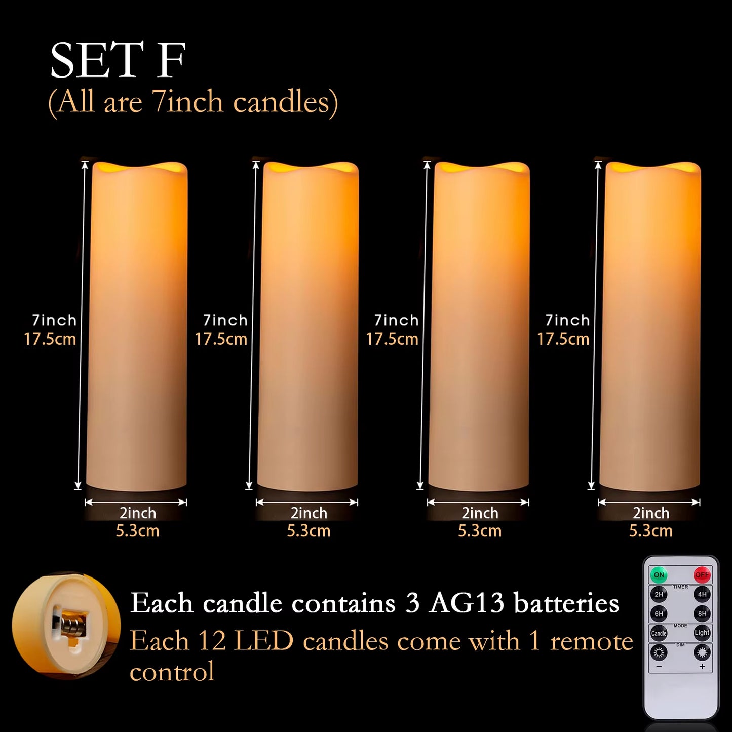 12-180Pcs LED Candles Flameless Candles with Remote(2'*3/4/5/6') Wedding Candles Battery Operated Candles Fireplace Decor