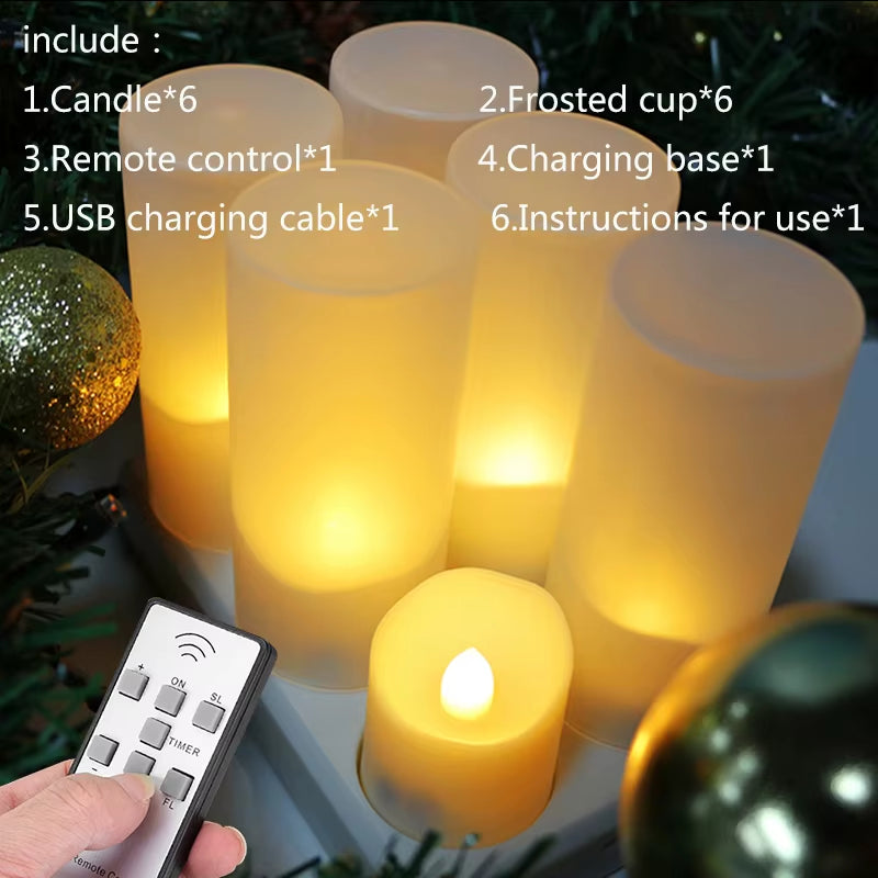 Flickering LED Candles with Remote Control - USB Rechargeable Tealights for Spooky Halloween Home Decoration