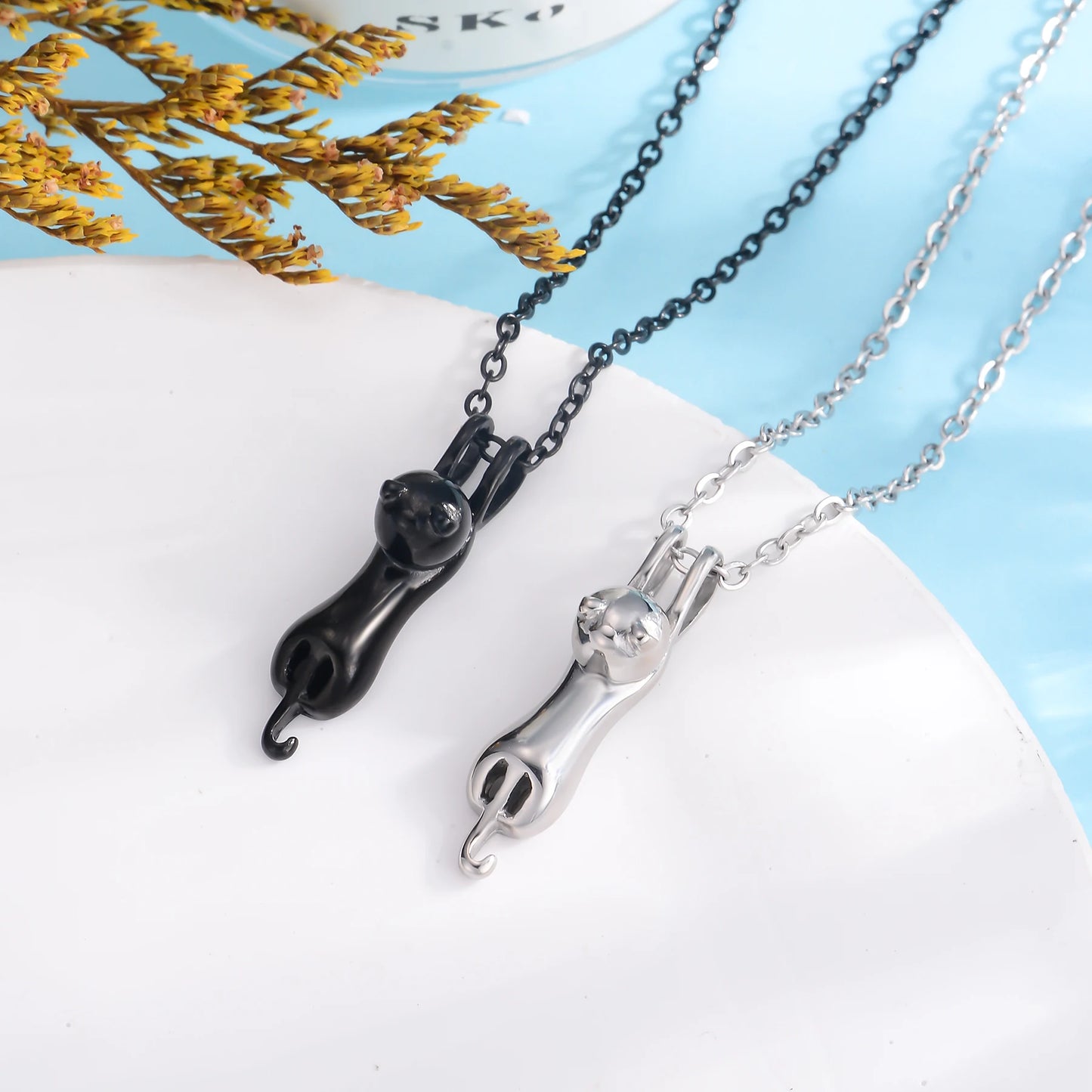 Cremation Jewelry: Elegant Cat Pendant Necklace for Ashes - Waterproof Keepsake Memorial Accessory
