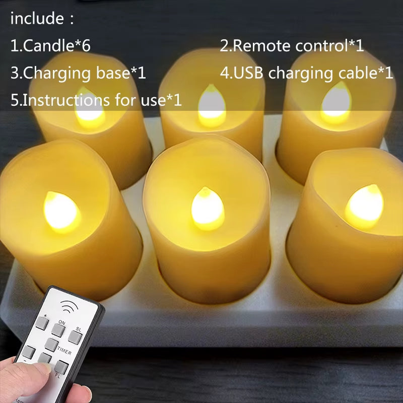 Flickering LED Candles with Remote Control - USB Rechargeable Tealights for Spooky Halloween Home Decoration