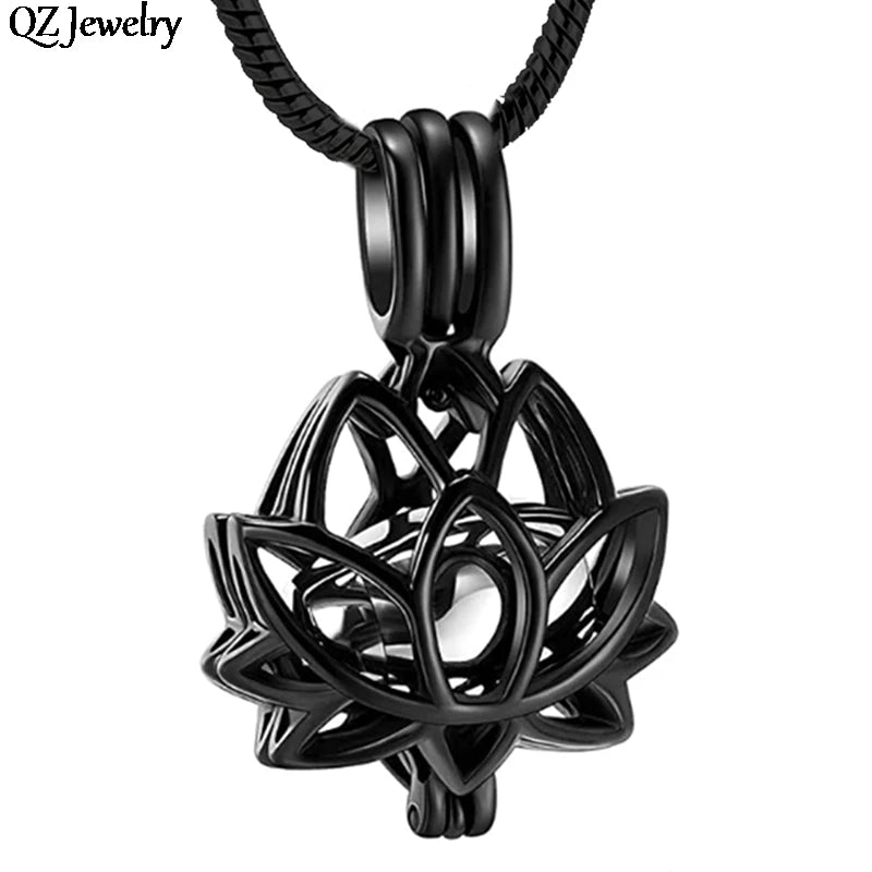 Stainless Steel Lotus Pendant Necklace - Memorial Urn Chain for Human & Pet Ashes - Thoughtful Jewelry Gift