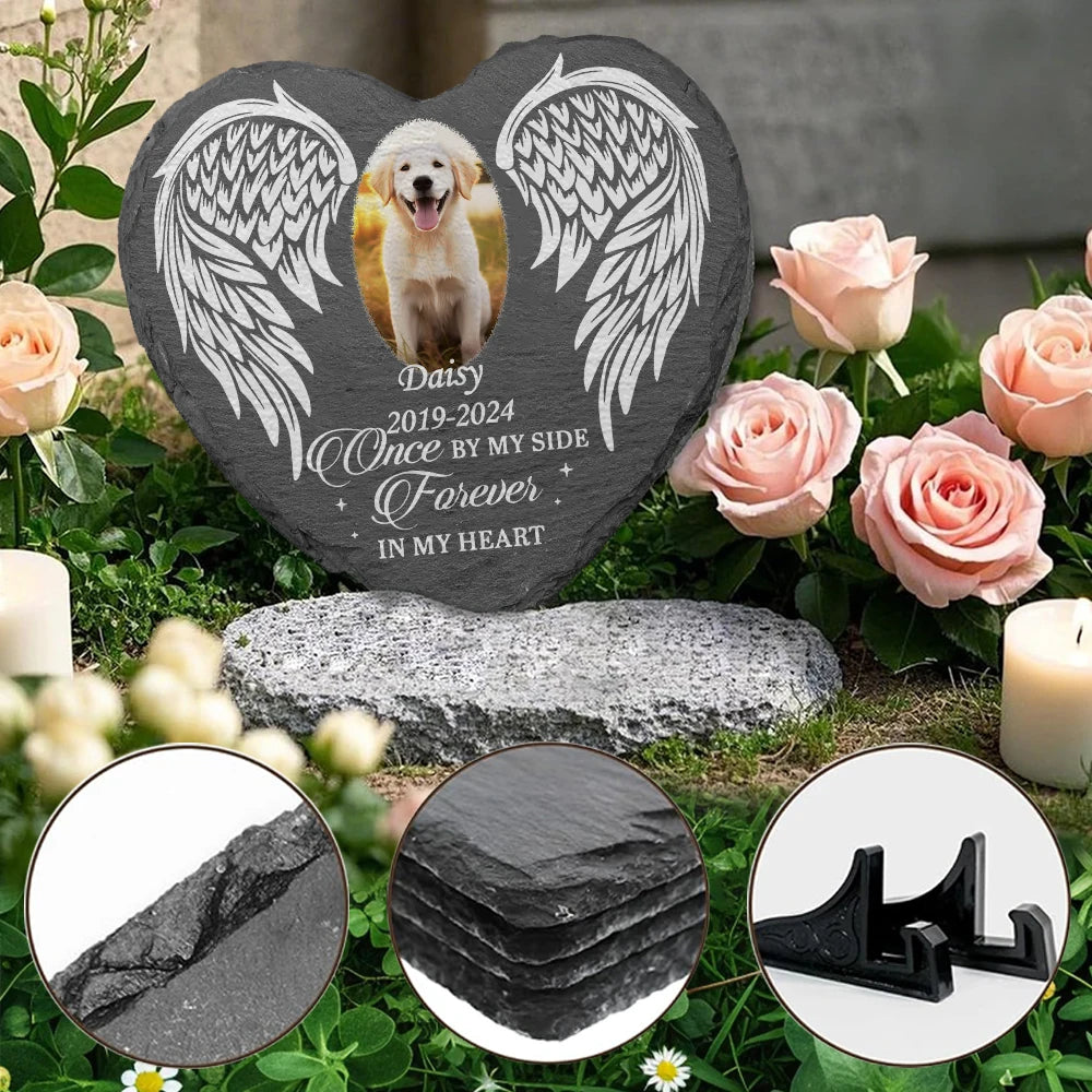 Personalized Pet Memorial Photo Stone for Garden and Home - Dog Memorial Slate, Pet Headstone, Commemorative Gift for Pet Loss
