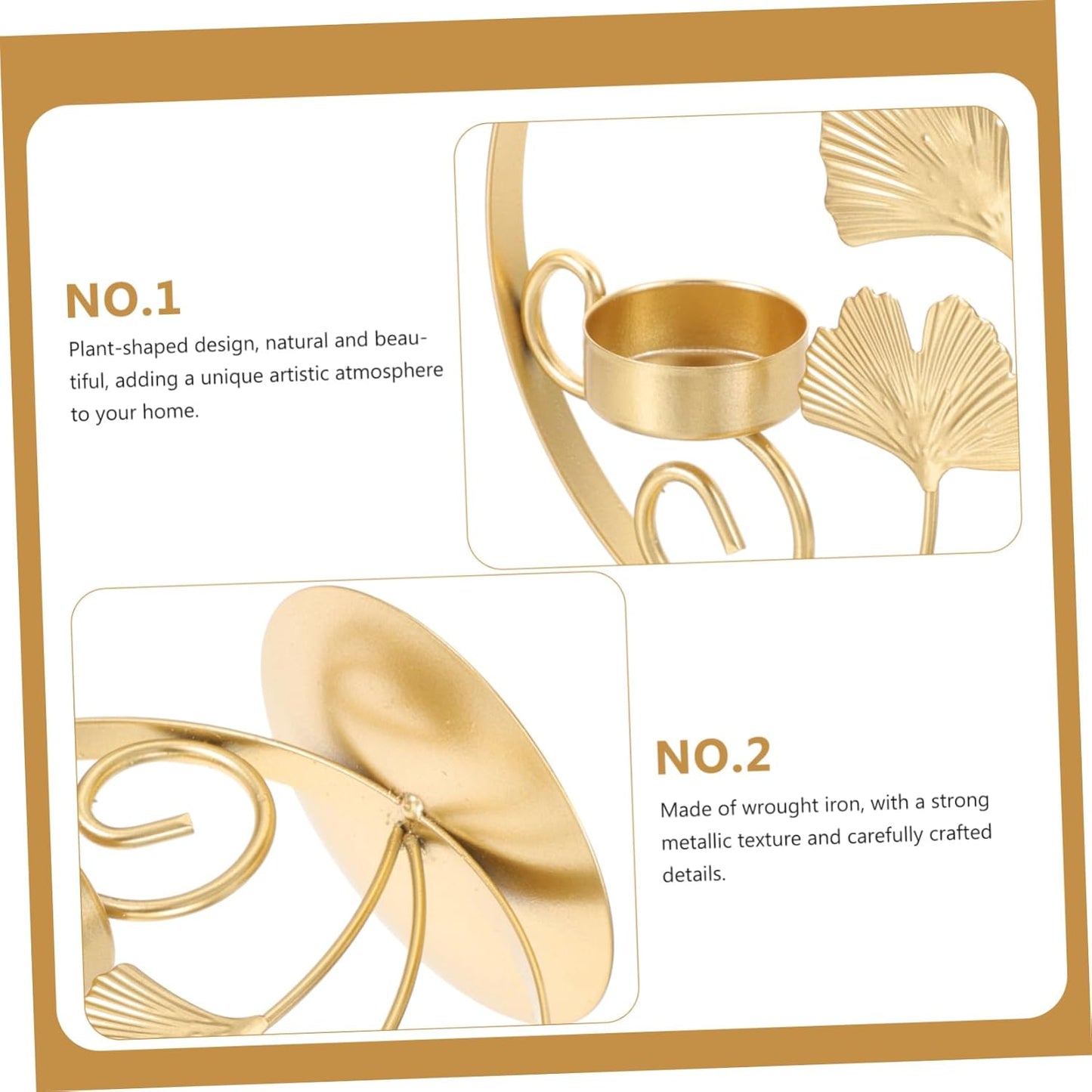Ginkgo Leaf Metal Candlestick Holder - Elegant Retro Tealight Stand for Weddings & Home Decor