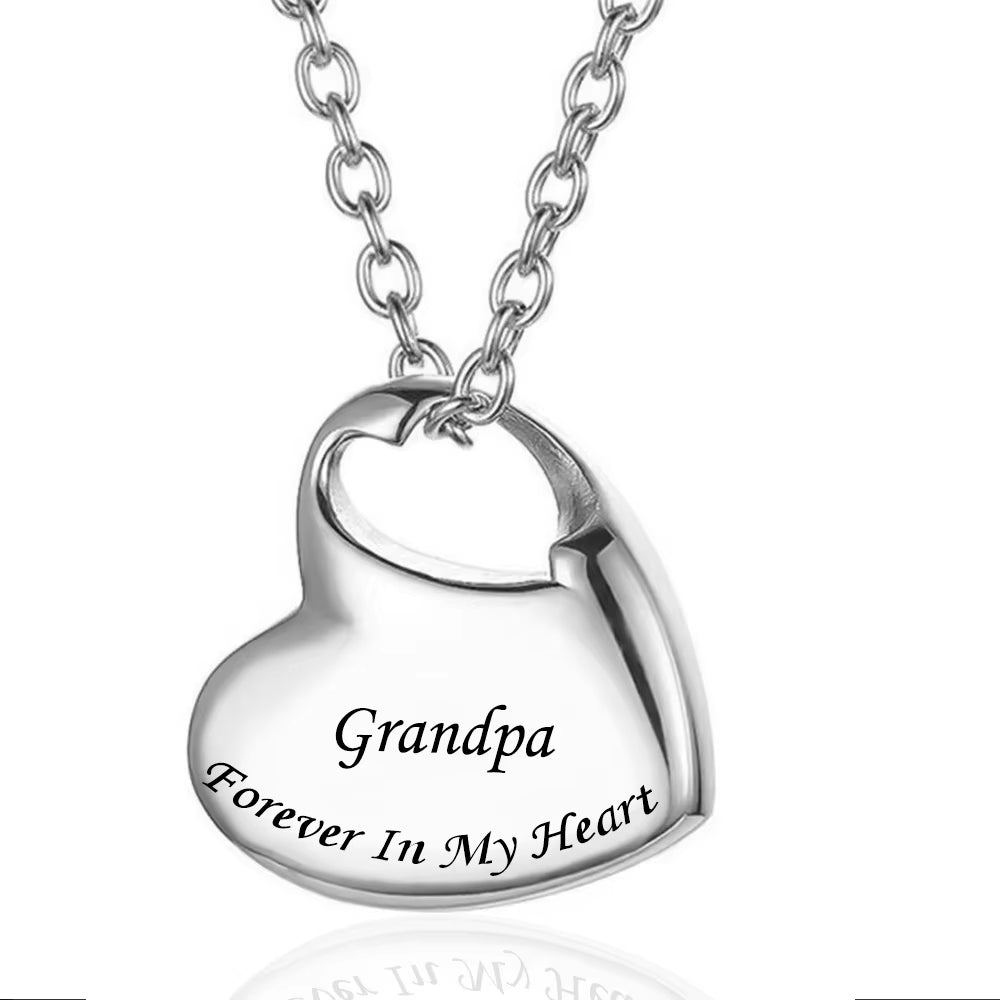 Stainless Steel Funeral Cremation Heart Forever in My Heart Pendant Keepsake Urn Necklace for Ashes Memorial Jewelry Mementos