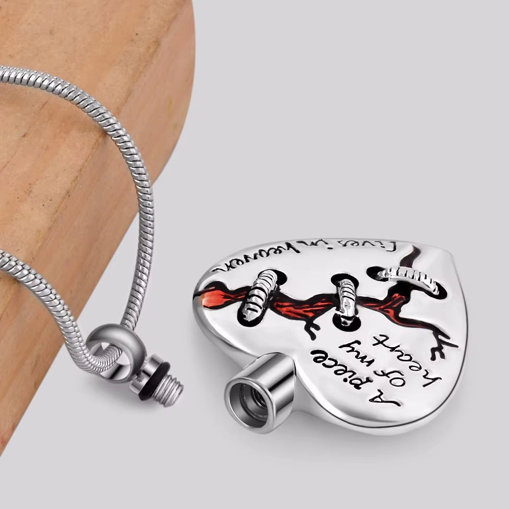 A Piece of My Heart Lives in Heaven Locket Heart Cremation Memorial Ashes Urn Heart Necklace Jewelry Keepsake Pendant