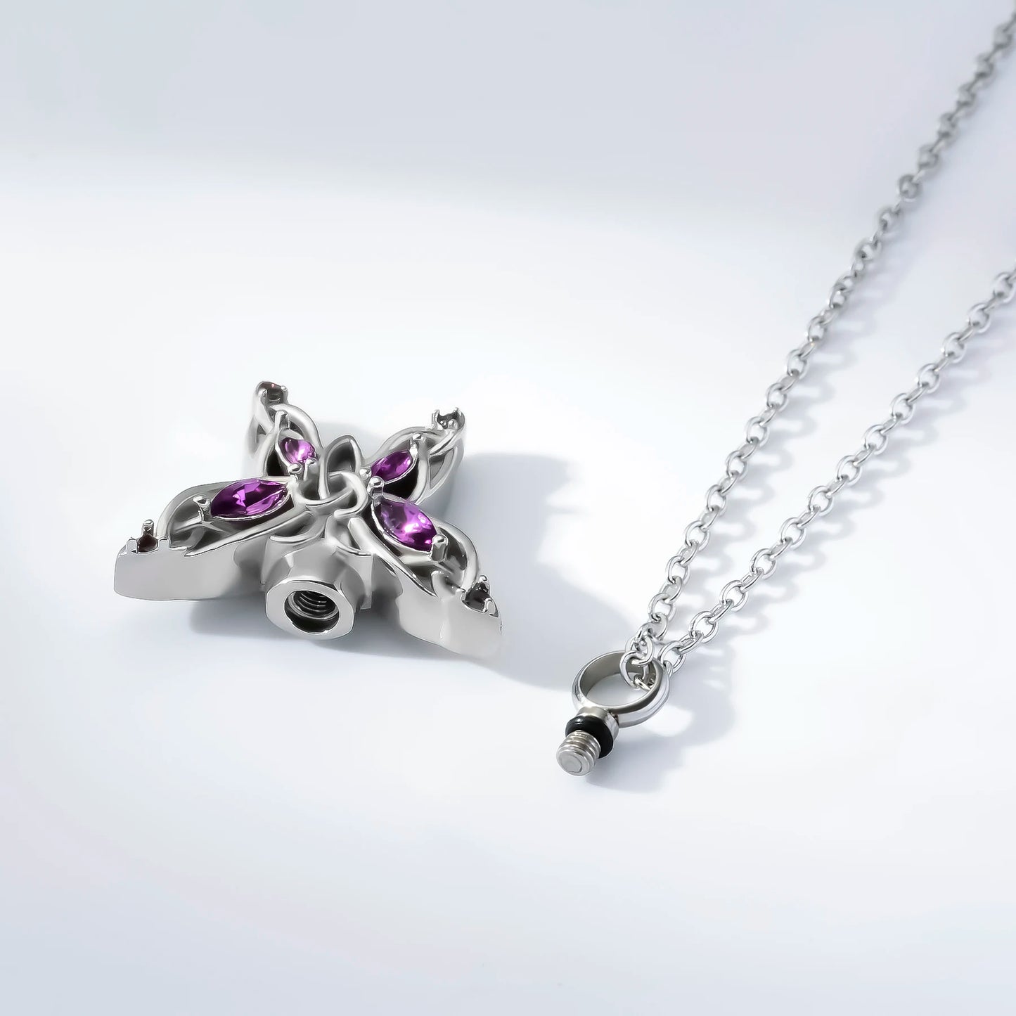 Elegant Butterfly Urn Pendant Necklace for Memorial Ashes and Hair Keepsake Jewelry with Fill Set