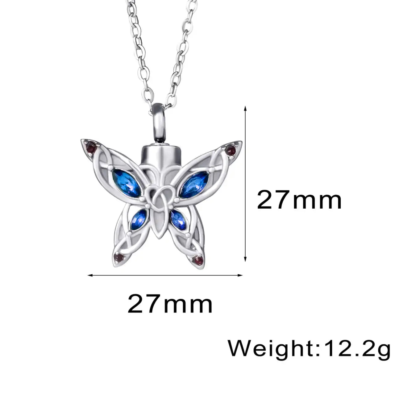 Elegant Butterfly Urn Pendant Necklace for Memorial Ashes and Hair Keepsake Jewelry with Fill Set