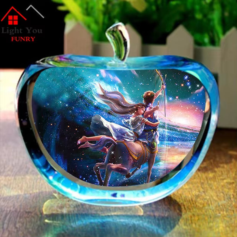 Enchanting Zodiac Angels Sparkling Crystal Apple Figurines