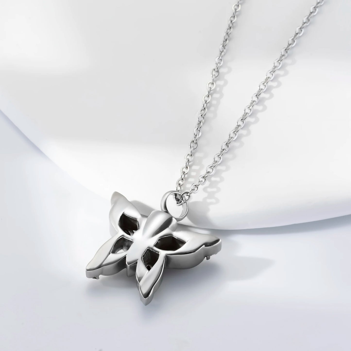 Elegant Butterfly Urn Pendant Necklace for Memorial Ashes and Hair Keepsake Jewelry with Fill Set