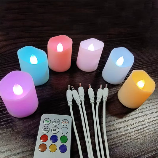 Flickering LED Candles with Remote Control - USB Rechargeable Tealights for Spooky Halloween Home Decoration