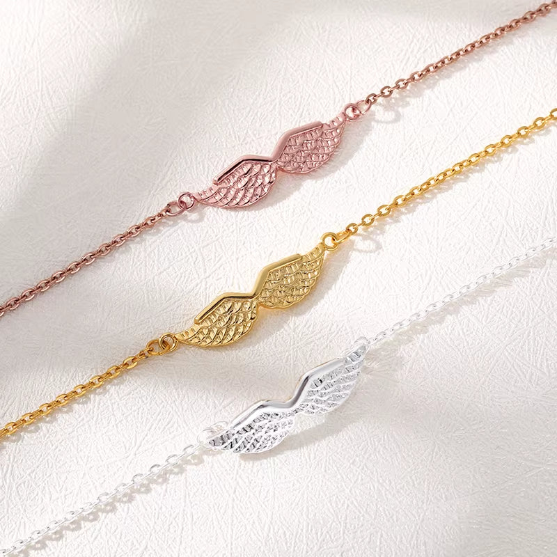 Bohemian Retro Circle Heartbeat Angel Wings Beaded Bracelet Gold Color Charm Stainless Steel Angel Wings Bracelets for Women