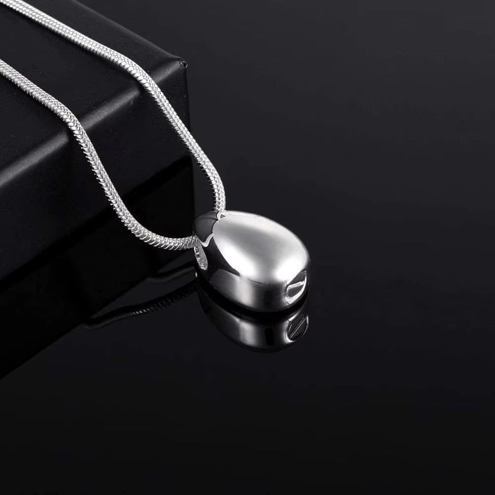 Stainless Steel Water Drop Shaped Cremation Jewelry Necklace - Memorial Ash Keepsake Urn