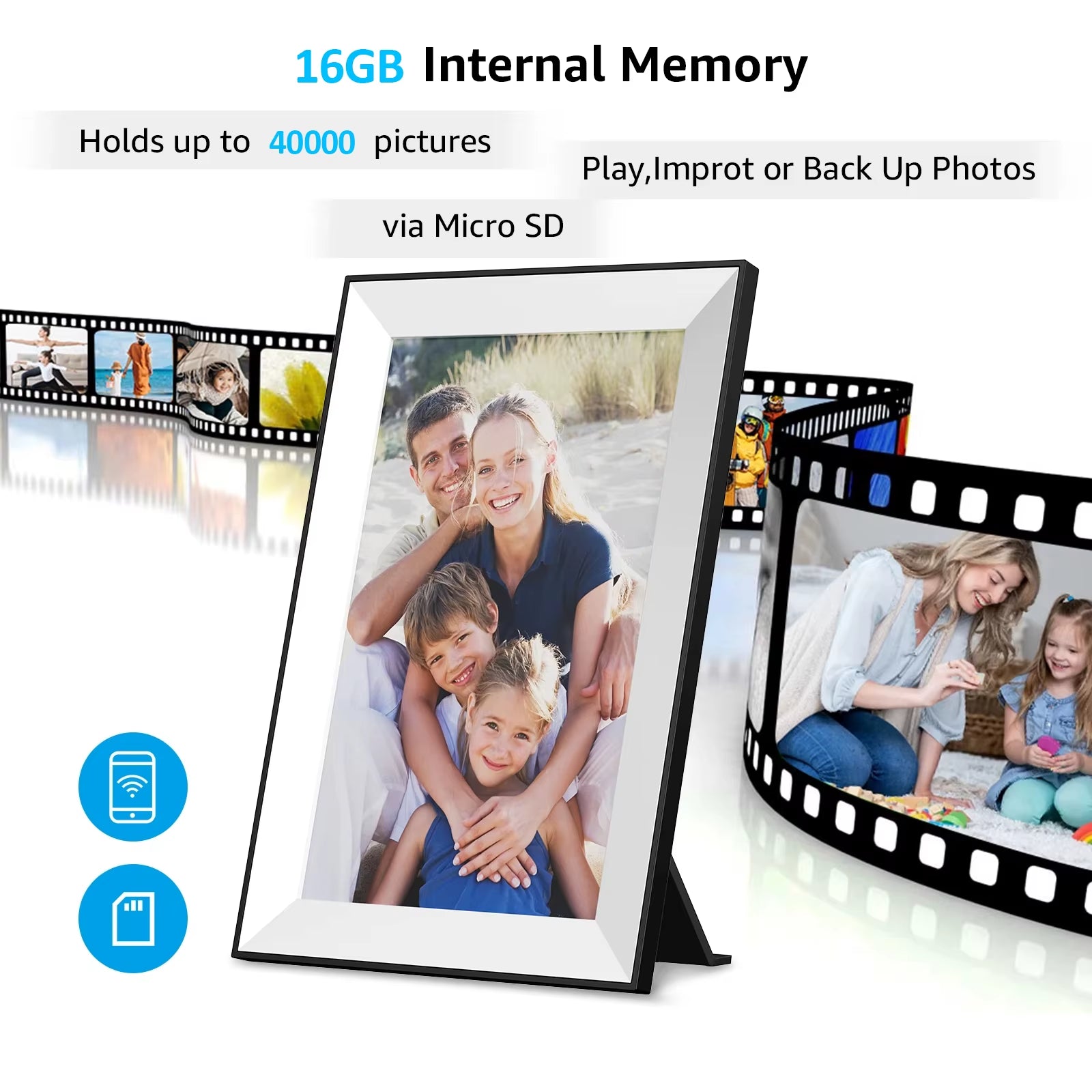 Forever Moments 10.1” HD Smart Picture Frame - 16GB Storage & Auto-Rotate Feature