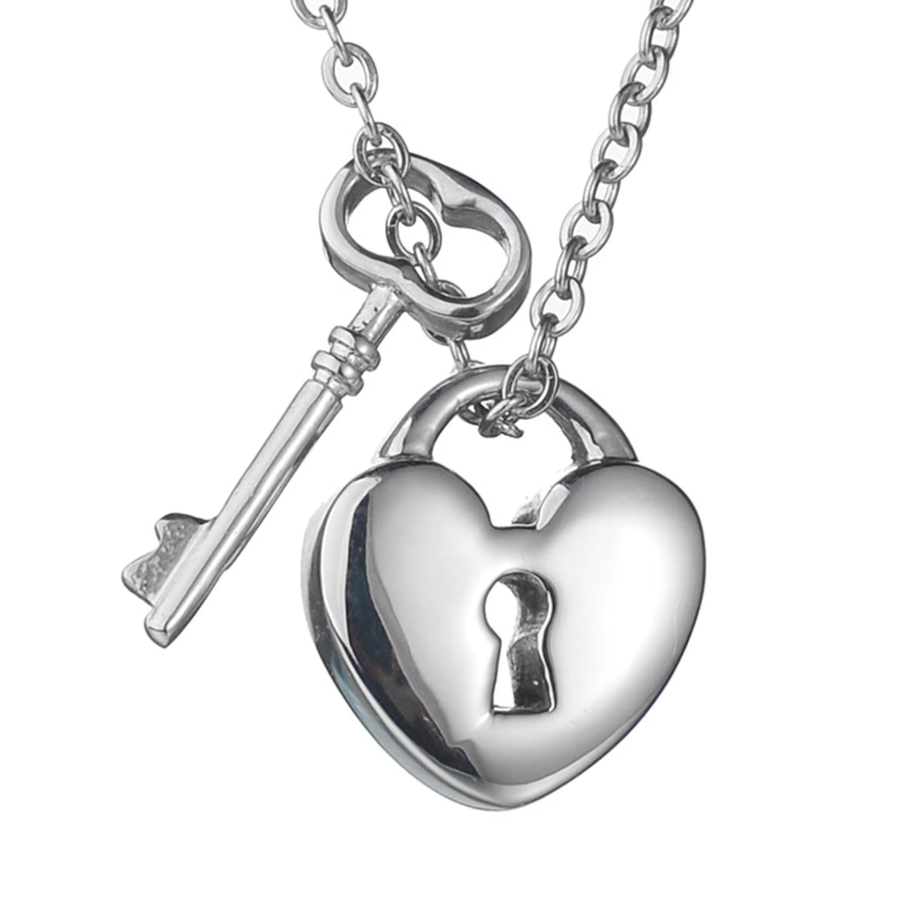 Heart Lock Cremation Urn Pendant Necklace - Stainless Steel Memorial Padlock Ashes Holder Keepsake Jewelry