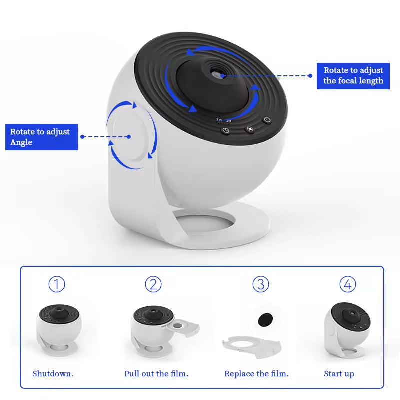 Enchanting Night Light Galaxy Projector - 360° Rotating Starry Sky Lamp for Kids, Perfect Valentine's Day Gift and Wedding Décor