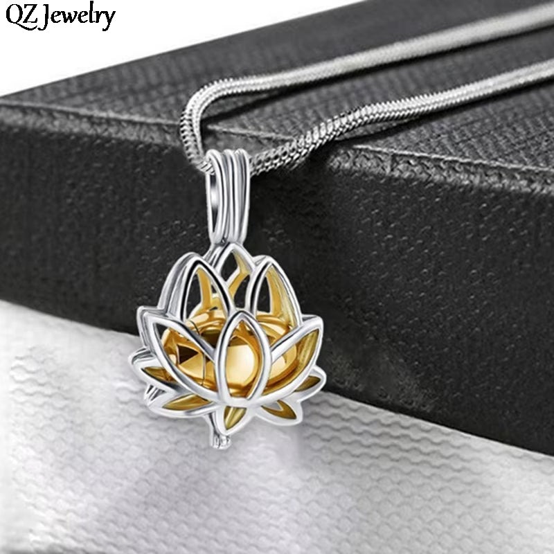 Stainless Steel Lotus Pendant Necklace - Memorial Urn Chain for Human & Pet Ashes - Thoughtful Jewelry Gift