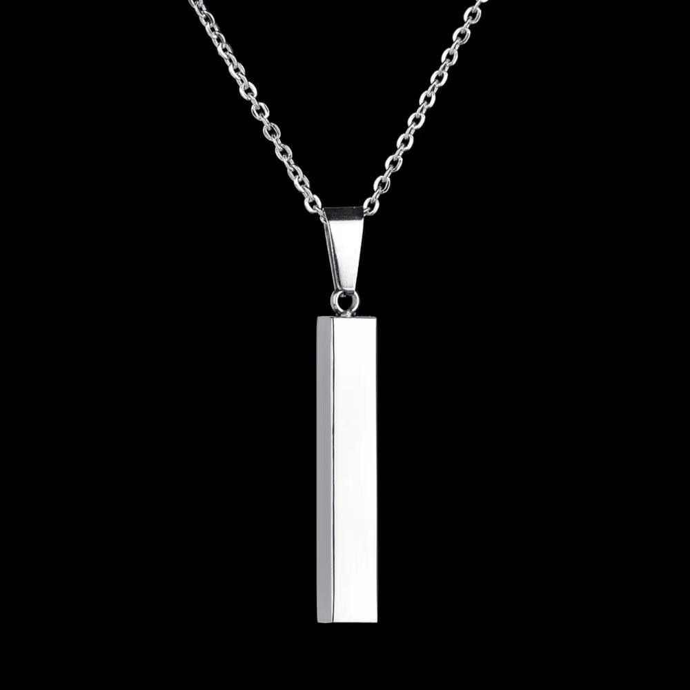 Custom Engraved Atoztide Stainless Steel Bar Necklace for Women - Personalized Name & Date Jewelry