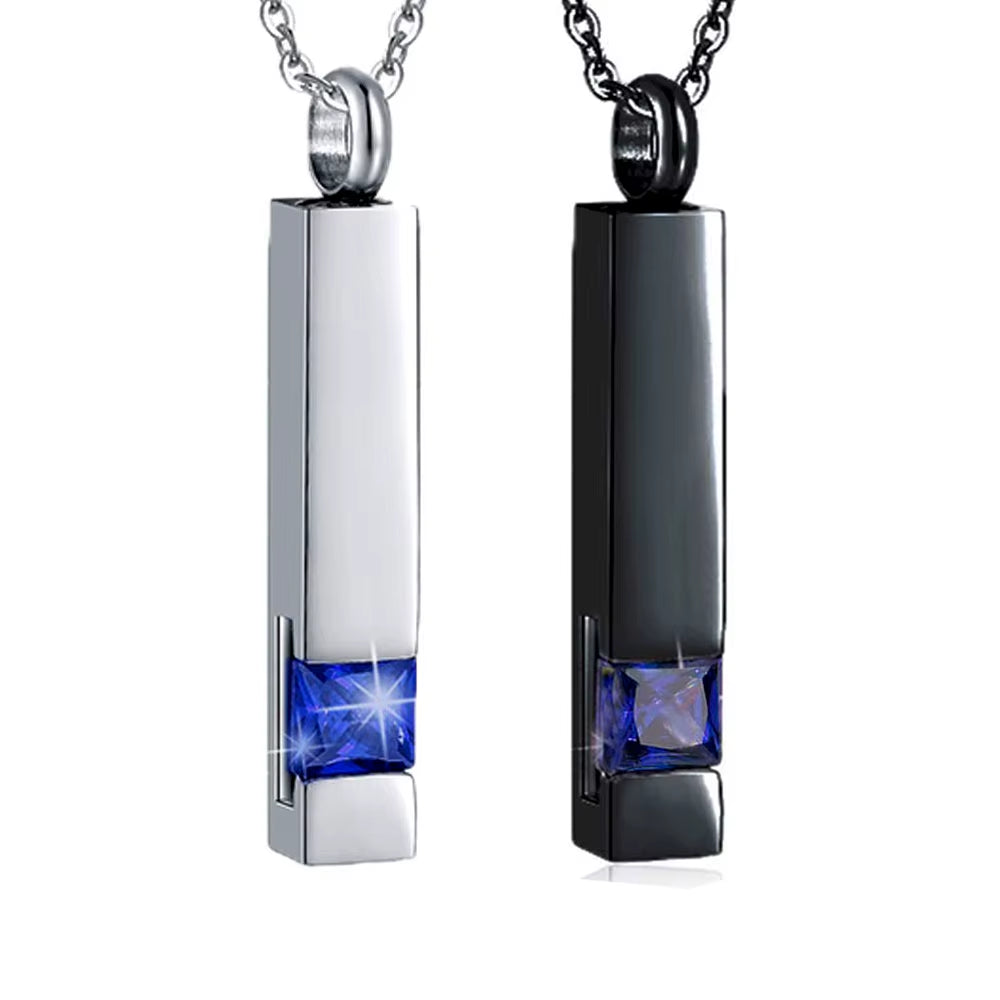 Elegant Crystal Cube Cremation Urn Necklace - Engravable Memorial Keepsake for Ashes