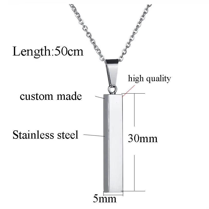 Custom Engraved Atoztide Stainless Steel Bar Necklace for Women - Personalized Name & Date Jewelry