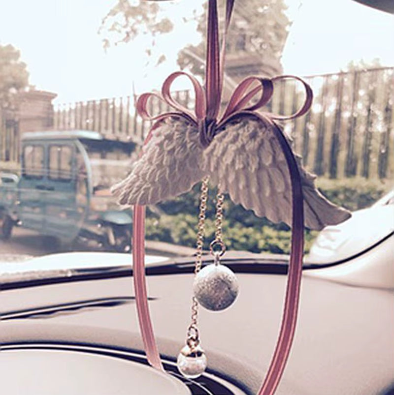 Car Pendant Angel Wings Automobile Rearview Mirror Decoration Ornaments Gypsum Wings Car Pendant Accessories