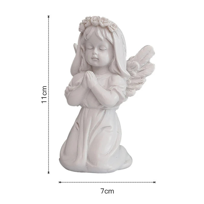 Elegant European Resin Angel Figurine - Cupid Sculpture for Outdoor and Home Décor, Symbolizing Peaceful Prayer
