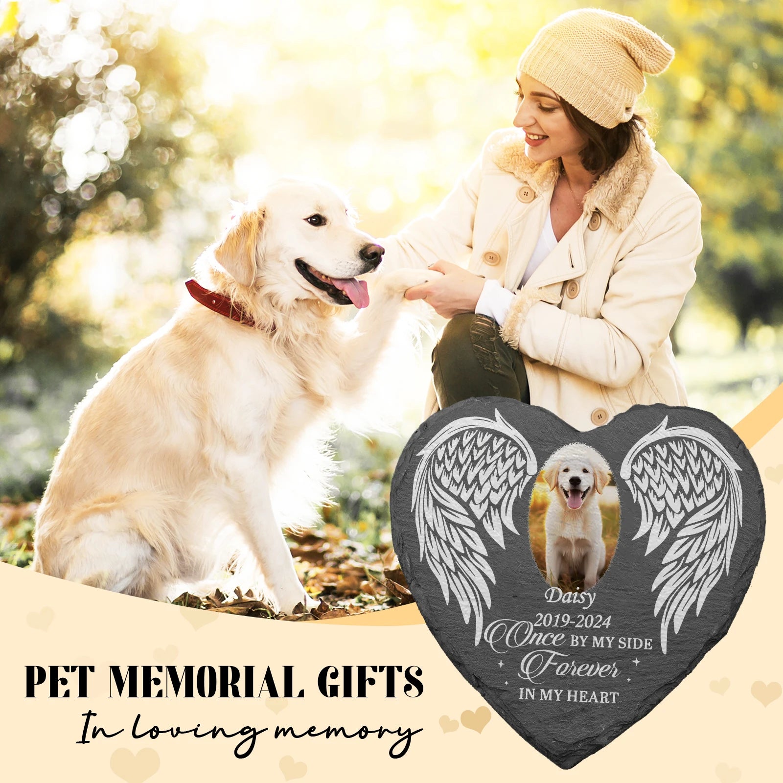 Personalized Pet Memorial Photo Stone for Garden and Home - Dog Memorial Slate, Pet Headstone, Commemorative Gift for Pet Loss
