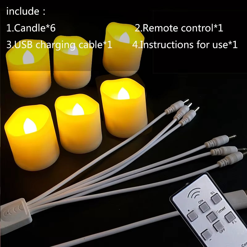 Flickering LED Candles with Remote Control - USB Rechargeable Tealights for Spooky Halloween Home Decoration