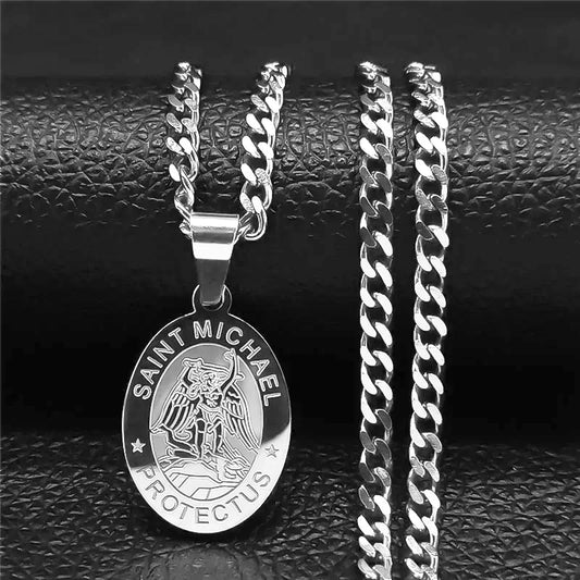 Divine Protection Saint Michael Archangel Gold Stainless Steel Necklace