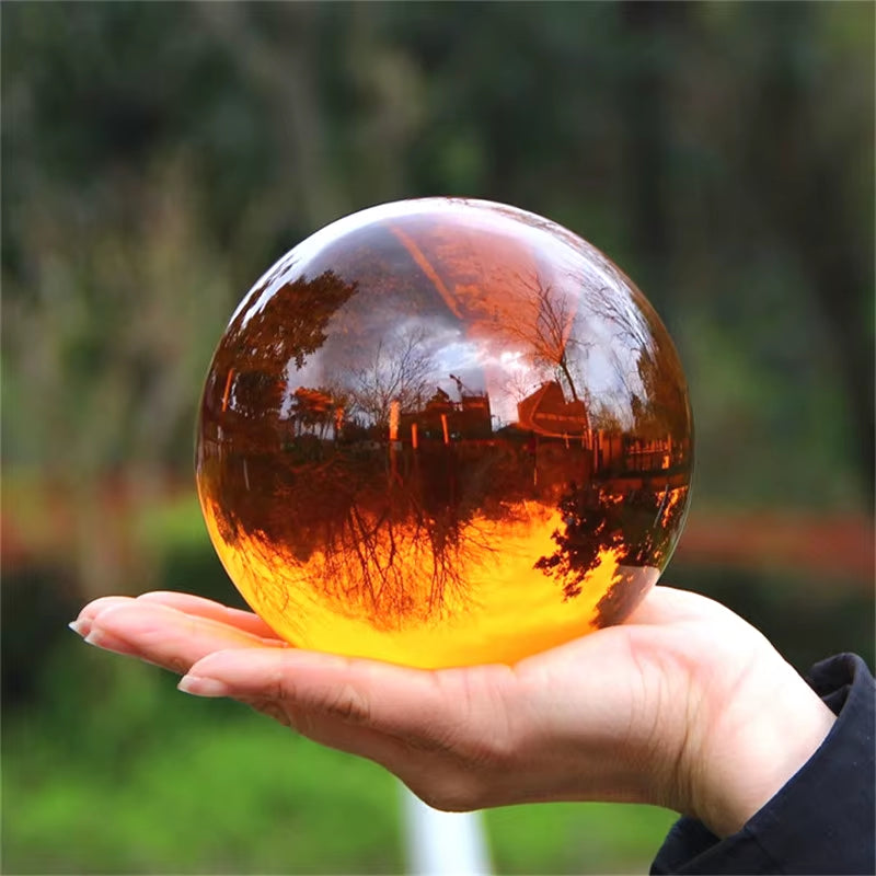 30Mm-100Mm Amber Crystal Ball Asian Rare Obsidian Sphere Crystal Ball Healing Stone Decor Feng Shui