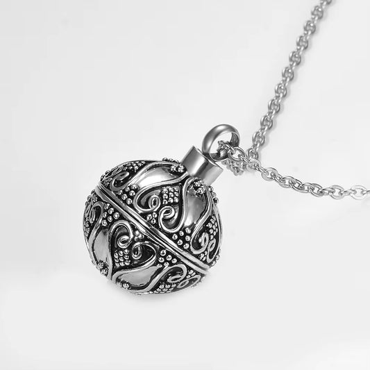 Vintage-Inspired Antique Cremation Memorial Necklace with Keepsake Ashes Urn Pendant for Remembrance
