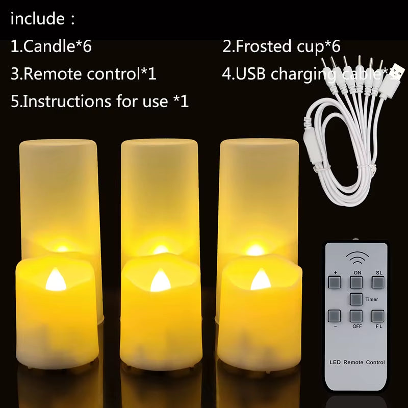 Flickering LED Candles with Remote Control - USB Rechargeable Tealights for Spooky Halloween Home Decoration