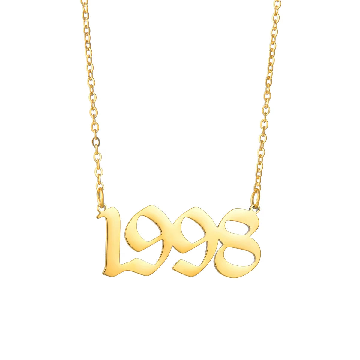 Custom Stainless Steel Birth Year Necklace (1980-2021) - Elegant Choker Pendant Jewelry for Men and Women