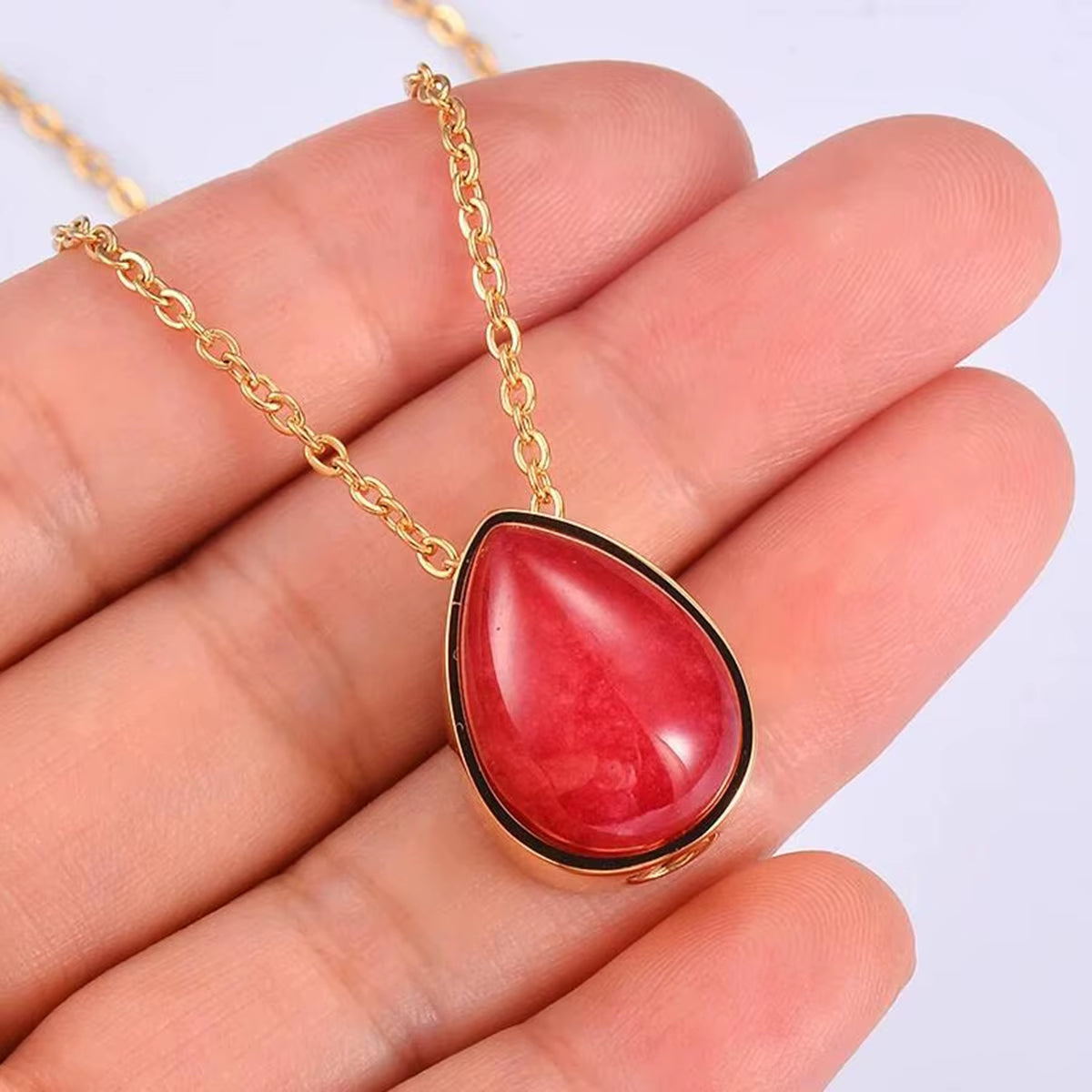 Elegant Teardrop Amethyst & Turquoise Pendant - Stainless Steel Cremation Urn Necklace for Cherished Memories
