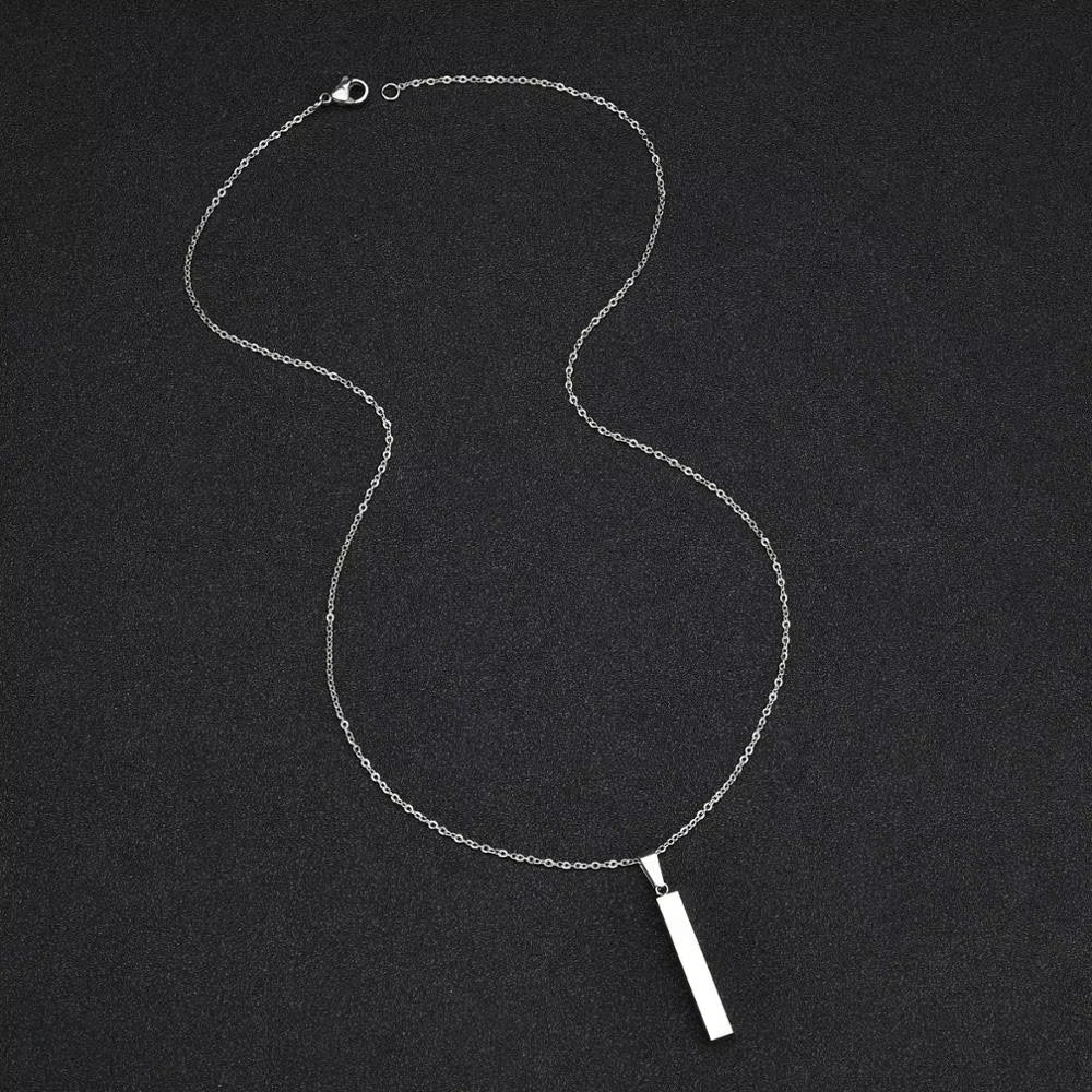Custom Engraved Atoztide Stainless Steel Bar Necklace for Women - Personalized Name & Date Jewelry