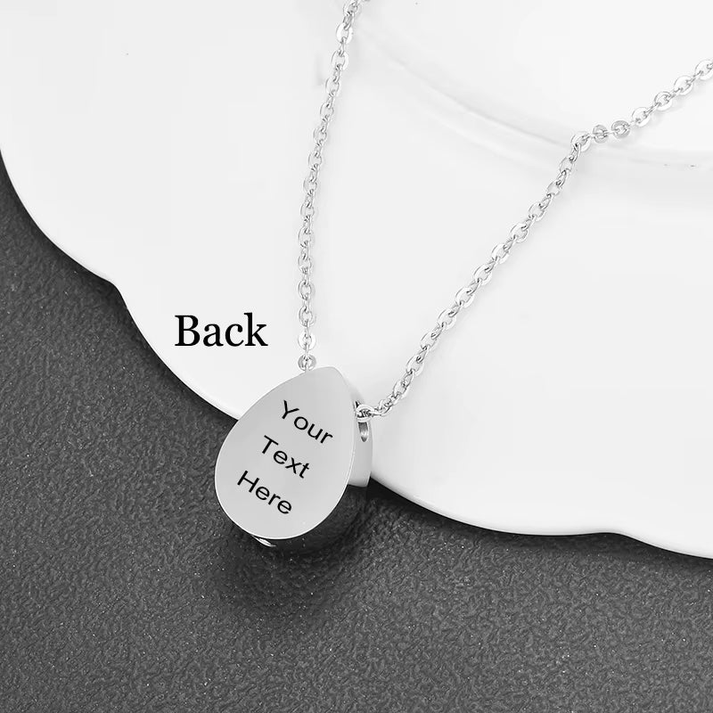 Elegant Teardrop Amethyst & Turquoise Pendant - Stainless Steel Cremation Urn Necklace for Cherished Memories