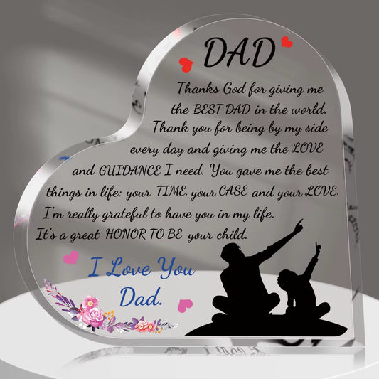 Heart-Shaped Acrylic Plaque - Perfect Keepsake Gift for Dad on Birthdays and Father's Day with Thankful Quote